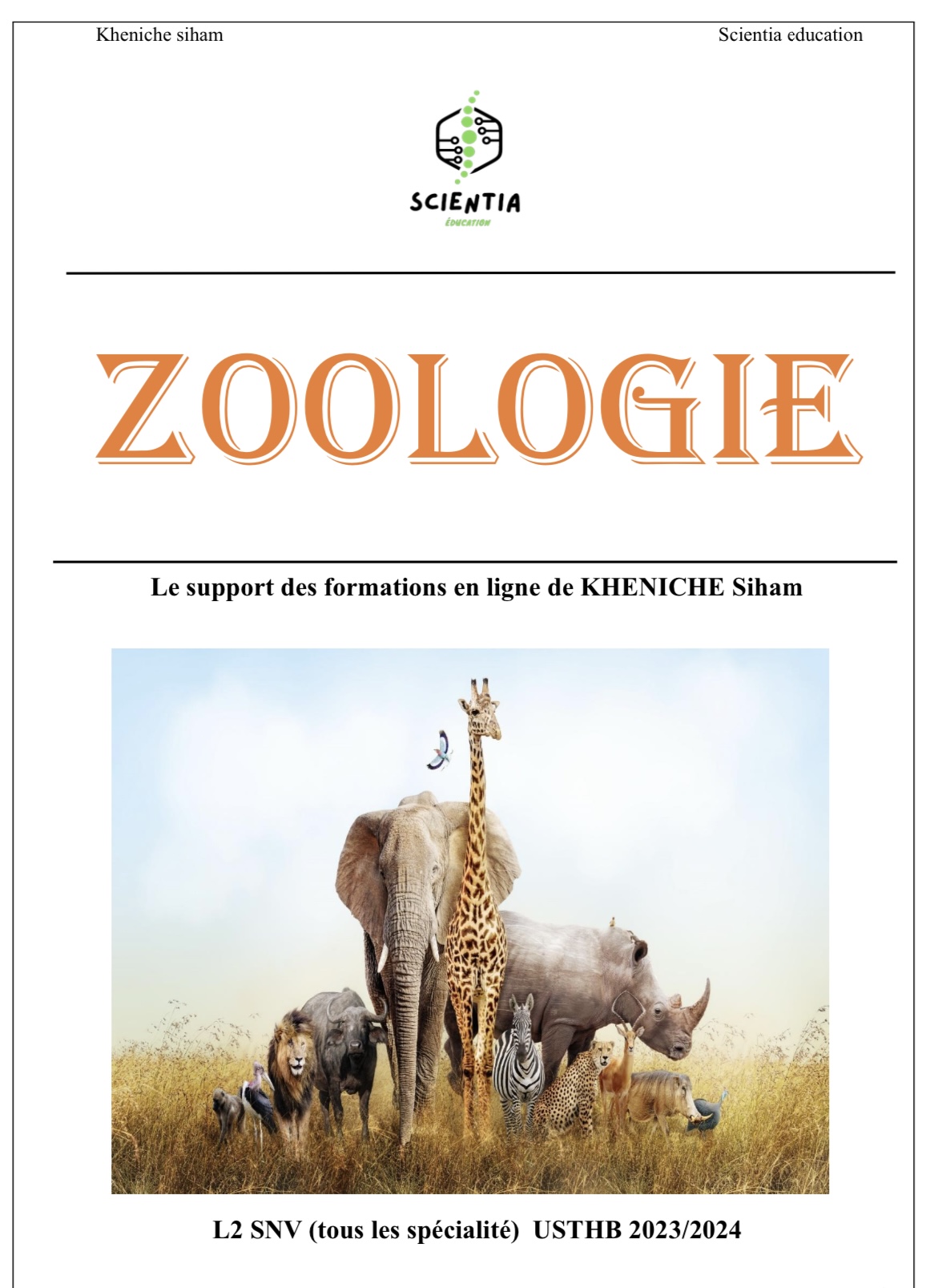 Support Cours Zoologie